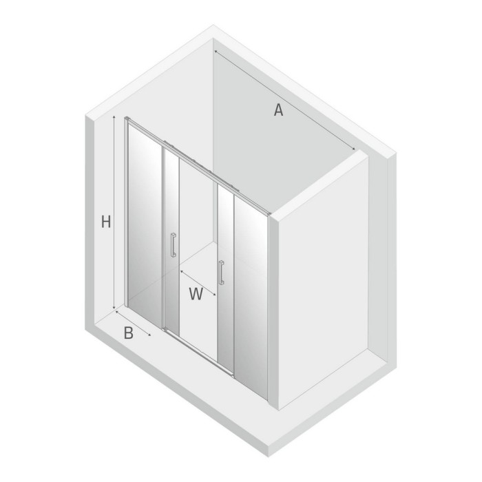 Дверь в нишу prime 150x200, New trendy Prime chrome, хром арт. D-0335A