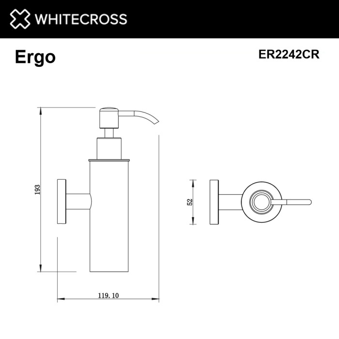 Дозатор для жидкого мыла подвесной, Whitecross Ergo chrome, хром арт. ER2242CR