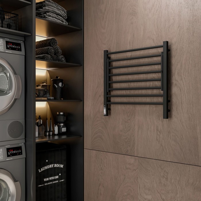 Terminus электрический полотенцесушитель горизонт п8 600х600 электро кс черный муар (sensor quick touch), электрика стандарт арт. 4670078543523