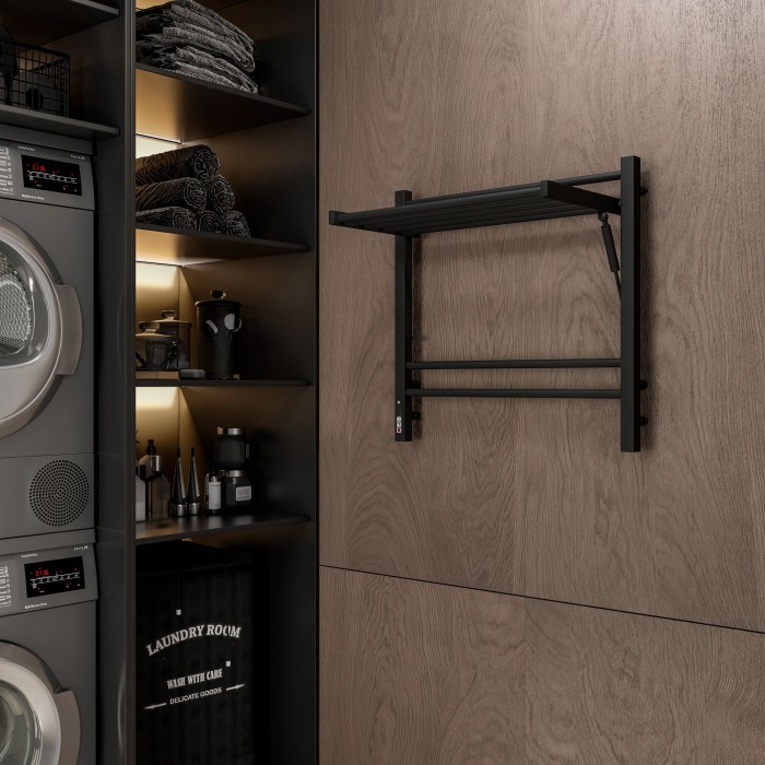 Terminus электрический полотенцесушитель горизонт п8 600х600 электро кс черный муар (sensor quick touch), электрика стандарт арт. 4670078543523