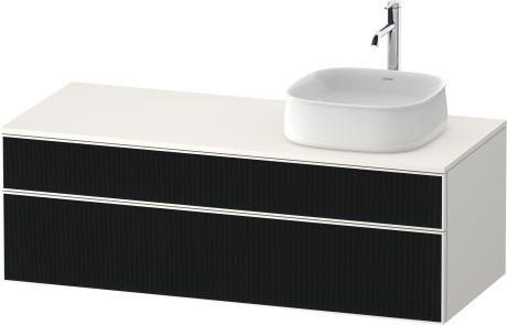 Duravit тумба подвесная с вырезом под раковину справа 550 мм х 1300 мм х 442 мм, zencha, ze4822r63840000 цвет: чёрное стекло/графит суперматовый