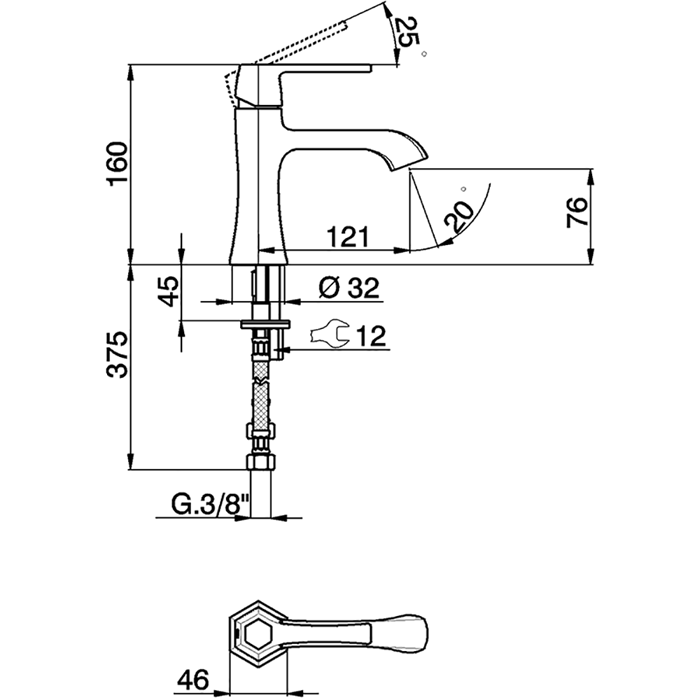 Cisal смеситель однорычажный для раковины на 1 отверстие без донного клапана ch0005447e cherie, цвет: розовое золото