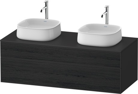Duravit тумба подвесная под две раковины 550 мм х 1300 мм х 442 мм, zencha, ze4823b16800000 цвет: чёрный дуб/графит суперматовый