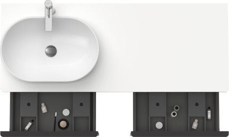 Duravit тумба подвесная под раковину слева 1400 мм х 550 мм и открытой полкой, d-neo, de4950l1818 цвет: gres pietra grey opaco