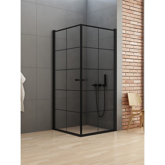 Душевое ограждение 90x90x195, New trendy New soleo black, черный арт. D-0285A/D-0285A