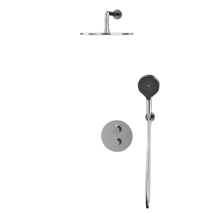 Термостатическая душевая система скрытого монтажа, Whitecross Y brushed nickel, брашированный никель арт. YSET08TOPNIB