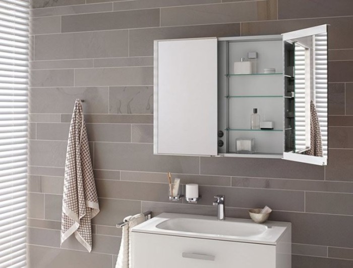 Keuco зеркальный шкаф с подсветкой настенный монтаж, royal match, серебристый арт. 12802 171301