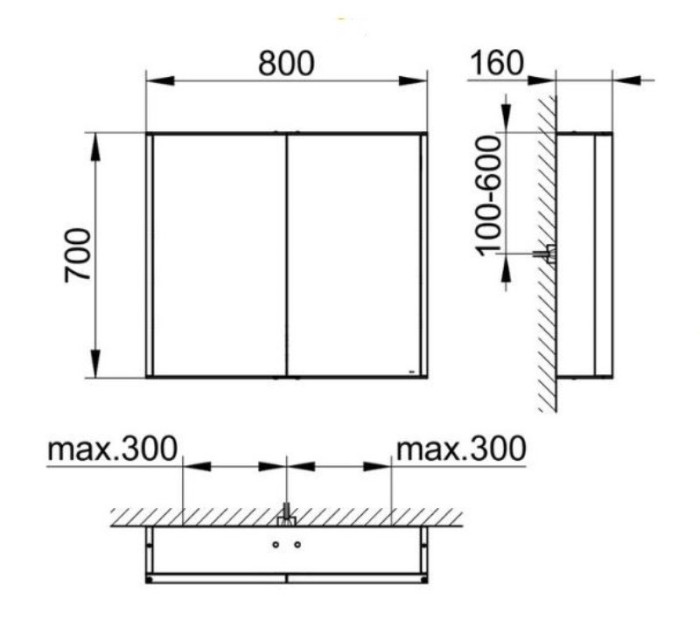 Keuco зеркальный шкаф с подсветкой настенный монтаж, royal match, серебристый арт. 12802 171301