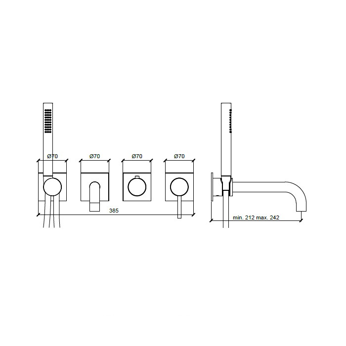 Смеситель для ванны, настенный, с ручным душем, Almar Modular, графит арт. E180193.GM