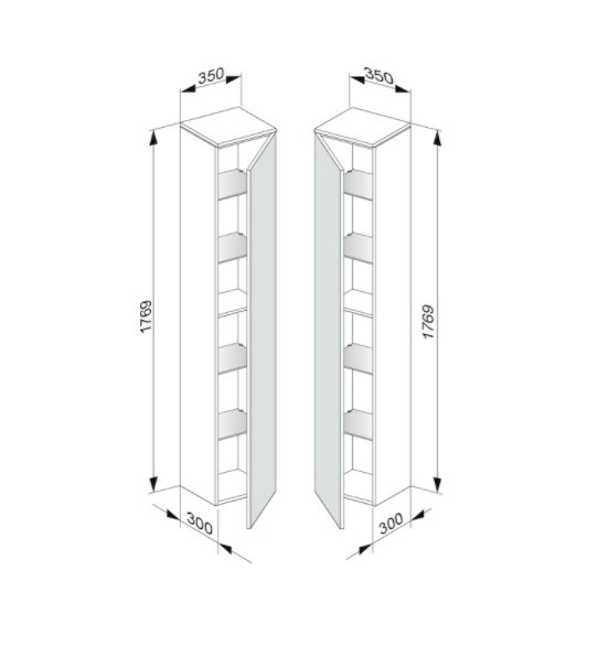 Keuco шкаф высокий подвесной петли справа, 4 стеклянные полки, edition 400, белый арт. 31730 210002