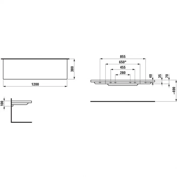 LAUFEN полочка керамическая 120х38, PALACE - 8.7043.4.000.000.1