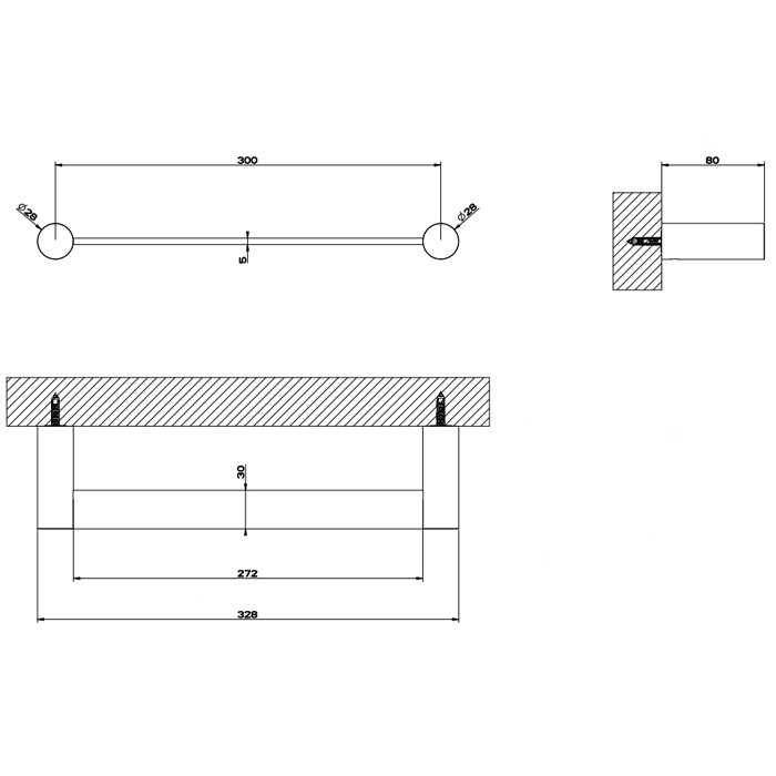 Gessi Полотенцедержатель, 30 см, подвесной, 316, 54797#239 цвет: шлифованная сталь