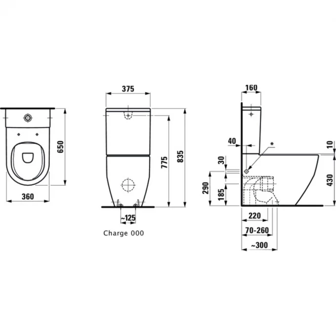 LAUFEN унитаз напольный компакт без бочка, PRO - 8.2595.2.000.000.1