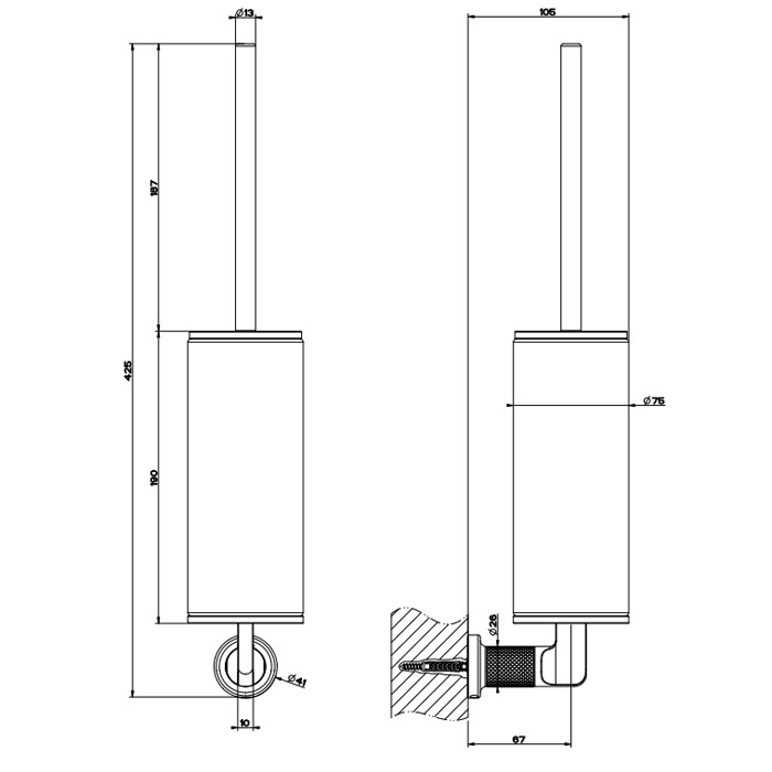 Gessi Ершик настенный, Inciso, 58519#299 цвет: nero xl
