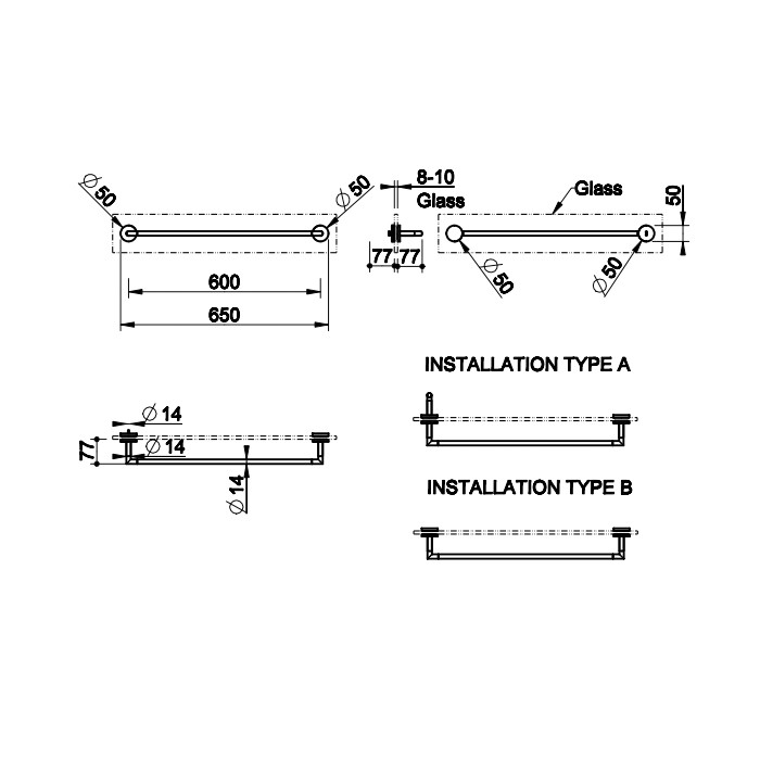Gessi Полотенцедержатель 60 см для крепления на стело., подвесной, Anello, 63828#031 цвет: хром