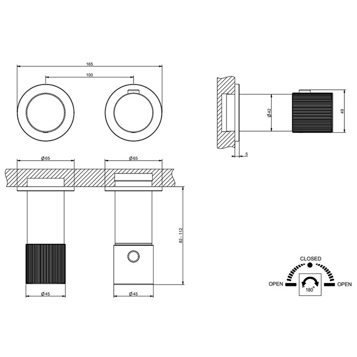 Gessi Смеситель для душа, встраиваемый, термостатический, с переключателем на 2 положения, Habito Rigato, 70534#031 цвет: хром