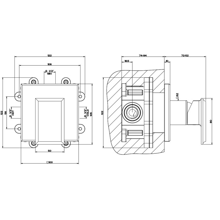 Gessi Встраиваемый однорычажный смеситель для раковины, Eleganza, 46106#706 цвет: черный металлик