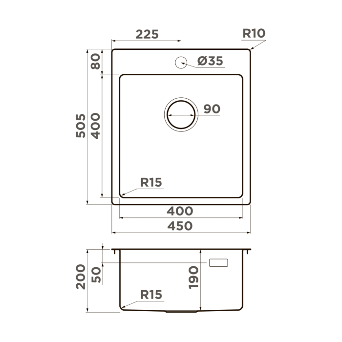 Omoikiri кухонная мойка Amadare 45, нержавеющая сталь арт. 4993802
