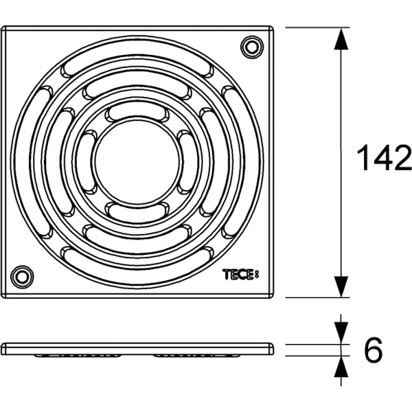 TECE решетка 150х150 мм с фиксаторами, drainpoint s - 3665001