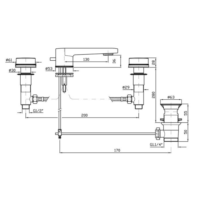 Zucchetti смеситель для раковины на 3 отверстия с декорированным фланцем, savoir, хром арт. zsa401.c-