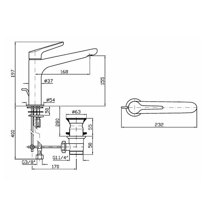 Zucchetti смеситель для раковины, на 1 отв., излив: 16.8см., с донным клапаном, medameda, хром арт. zmm711