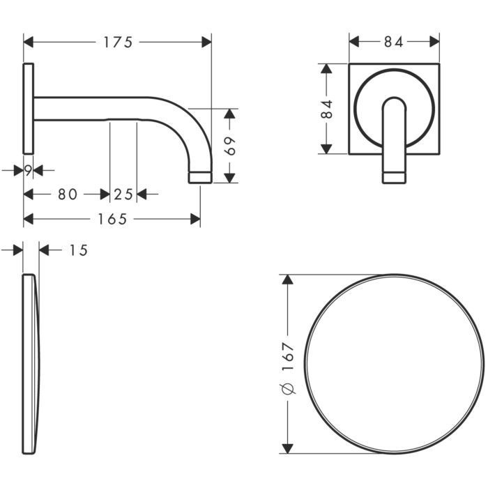 AXOR электронный смеситель для раковины настенный, Uno, хром арт. 38119000