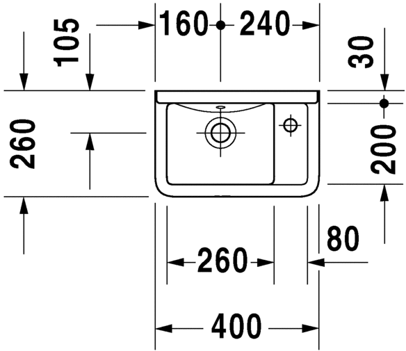Duravit раковина подвесная 40х26см, starck 3, 0751400000 цвет: белый
