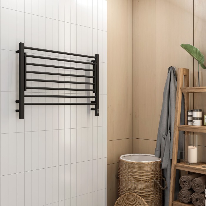 Terminus электрический полотенцесушитель горизонт п8 800х600 электро кс черный муар (sensor quick touch), электрика стандарт арт. 4670078543608