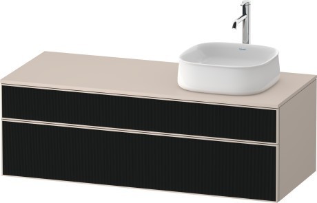 Duravit тумба подвесная с вырезом под раковину справа 550 мм х 1300 мм х 442 мм, zencha, ze4822r63830000 цвет: чёрное стекло/серо-коричневый суперматовый