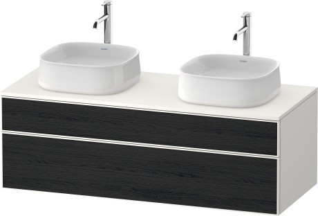 Duravit тумба подвесная под две раковины 550 мм х 1300 мм х 442 мм, zencha, ze4823b16840000 цвет: чёрный дуб/белый суперматовый
