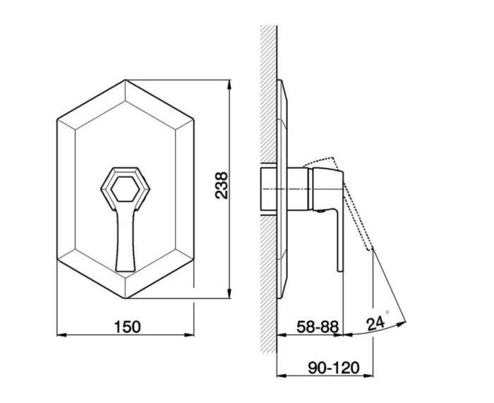 Cisal смеситель для душа, ch0030006t cherie, цвет: chrome/night black