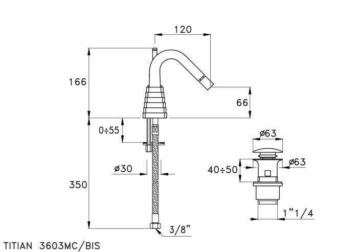 Stella смеситель для биде, titian, никель арт. tt00303ni01