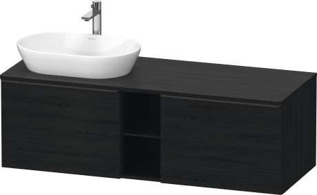 Duravit тумба подвесная под раковину слева 1400 мм х 550 мм и открытой полкой, d-neo, de4950l1616 цвет: чёрный дуб