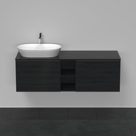 Duravit тумба подвесная под раковину слева 1400 мм х 550 мм и открытой полкой, d-neo, de4950l1616 цвет: чёрный дуб