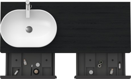 Duravit тумба подвесная под раковину слева 1400 мм х 550 мм и открытой полкой, d-neo, de4950l1616 цвет: чёрный дуб