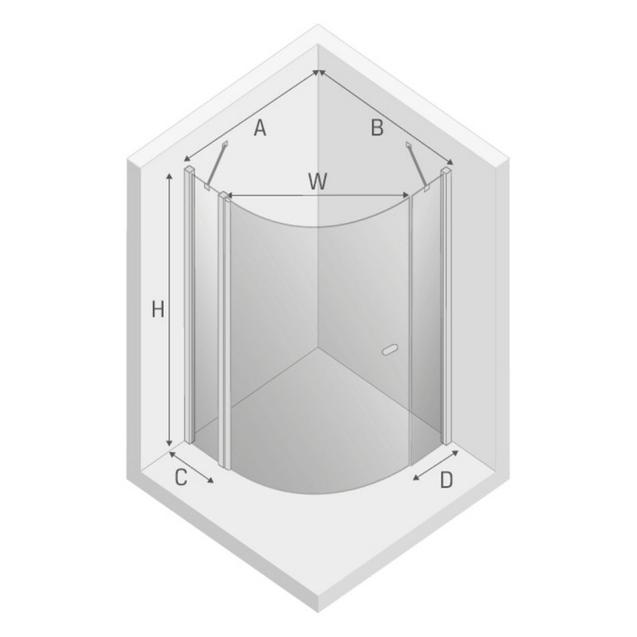 Душевое ограждение 90x90x195, New trendy New soleo chrome, хром арт. K-0416