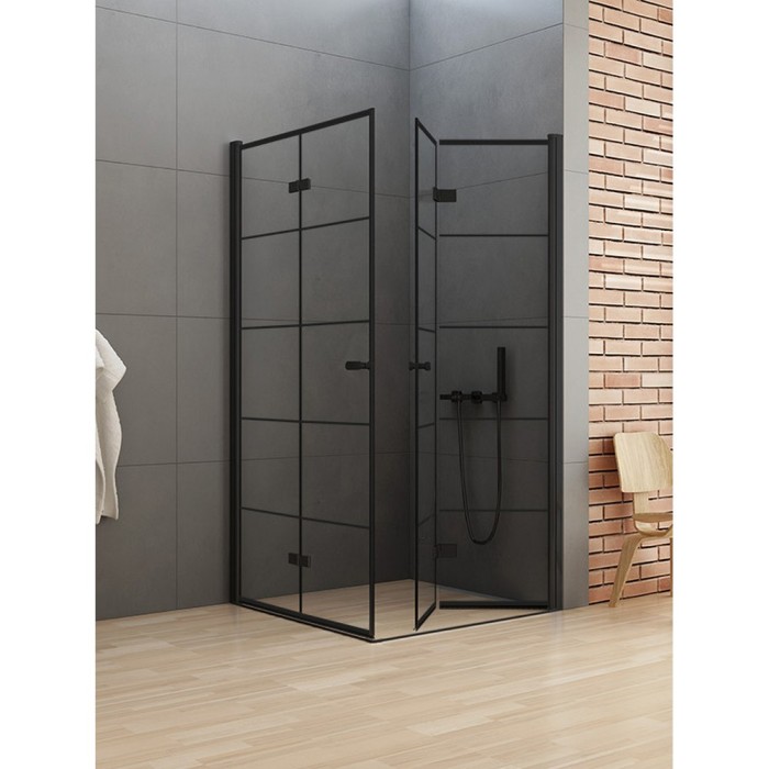 Душевое ограждение 90x90x195, New trendy New soleo black, черный арт. D-0289A/D-0290A