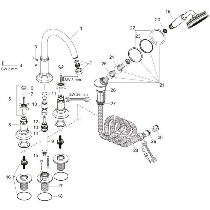 AXOR смеситель на край ванны, Montreux, черный арт. 16544340