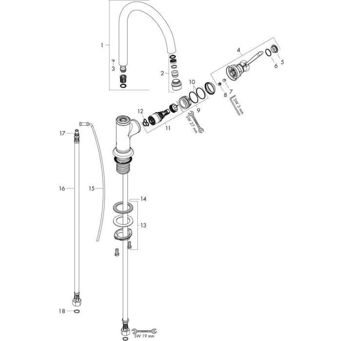AXOR смеситель для раковины, Montreux, никель арт. 16517820