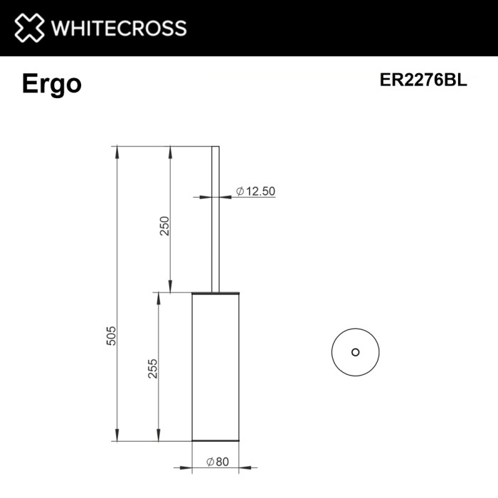 Ершик для унитаза, напольный, Whitecross Ergo black, черный мат арт. ER2276BL