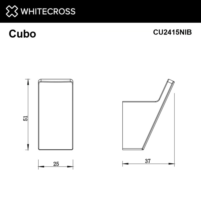 Крючок, для полотенец, Whitecross Cubo nickel brushed, брашированный никель арт. CU2415NIB