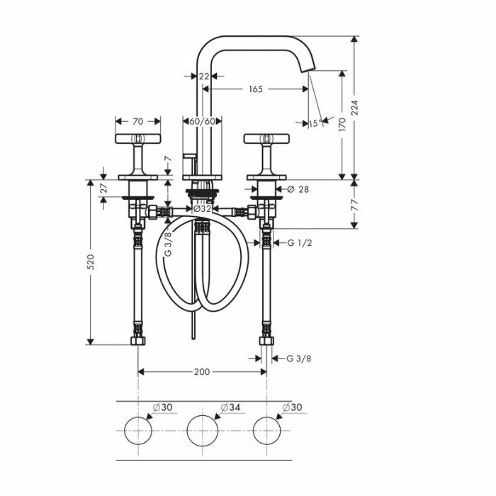 AXOR смеситель для раковины, Citterio E, хром арт. 36108000