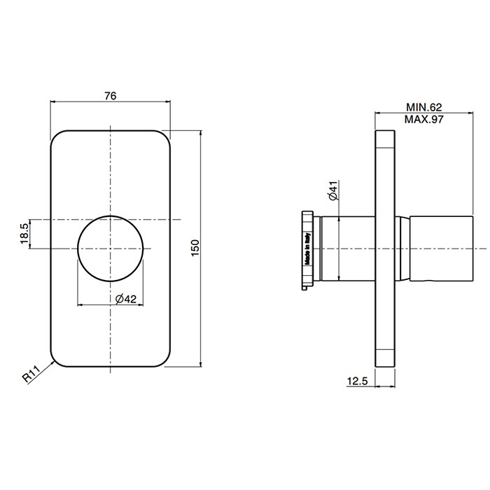 Fima Carlo Frattini смеситель для душа, встраиваемый, nomos go, хром арт. f4169e1cr