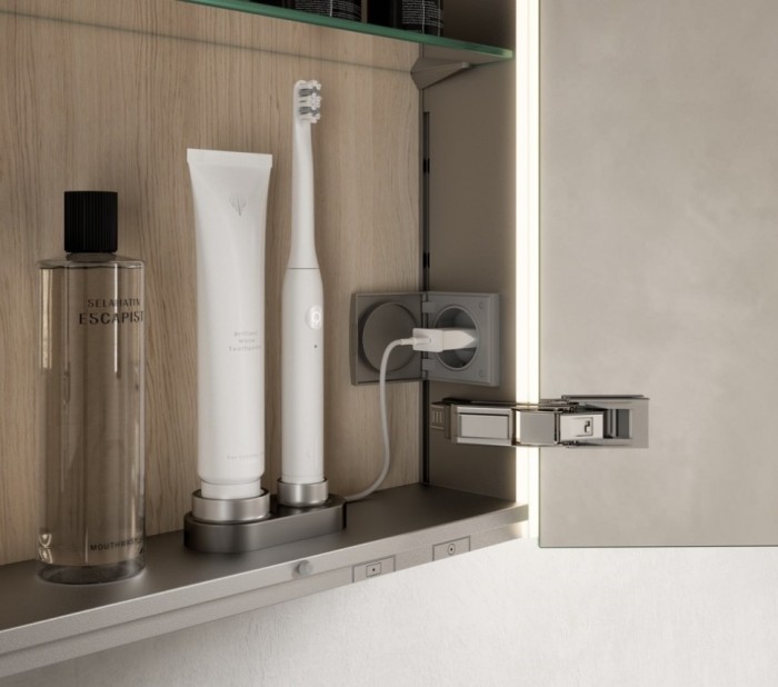 Keuco шкаф с подсветкой для встраиваемого монтажа 115 мм х 1000 мм х 710 мм, с 2 поворотными ассиметричными дверцами, somaris, дуб светлый арт. 14513 852200