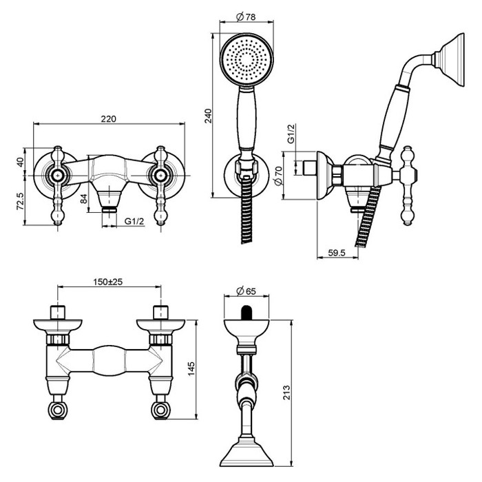 Fima Carlo Frattini смеситель для душа с душевым комплектом, epoque, хром арт. f5055cr