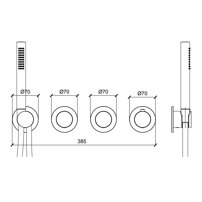 Смеситель для душа, встраиваемый, термостатический, на 2 потребителя с модулем ручного душа, Almar Modular PUSH, графит арт. E180433.GM