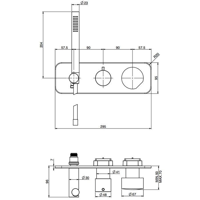 Fima Carlo Frattini смеситель для душа, встраиваемый, с ручным душем, на 2 выхода, so, хром арт. f3169wx2ns