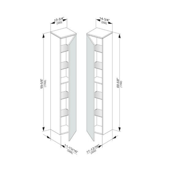 Keuco шкаф высокий подвесной петли слева, 4 стеклянные полки, edition 400, белый арт. 31730 210001