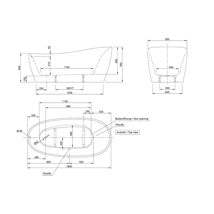 Knief ванна 180х85х62/76см., отдельностоящая, Relax, 0100-078-06 0100-091-06 цвет: белый