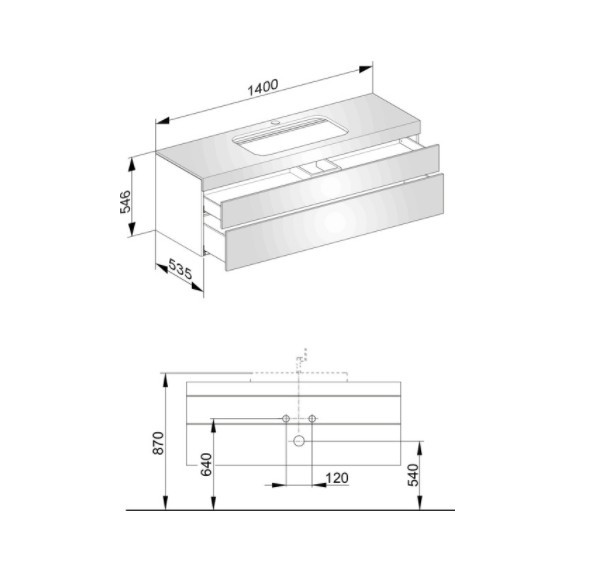 Keuco тумба подвесная под раковину с отверстием под смесители, с двумя выдвижными ящиками, edition 400, белый арт. 31573 380100